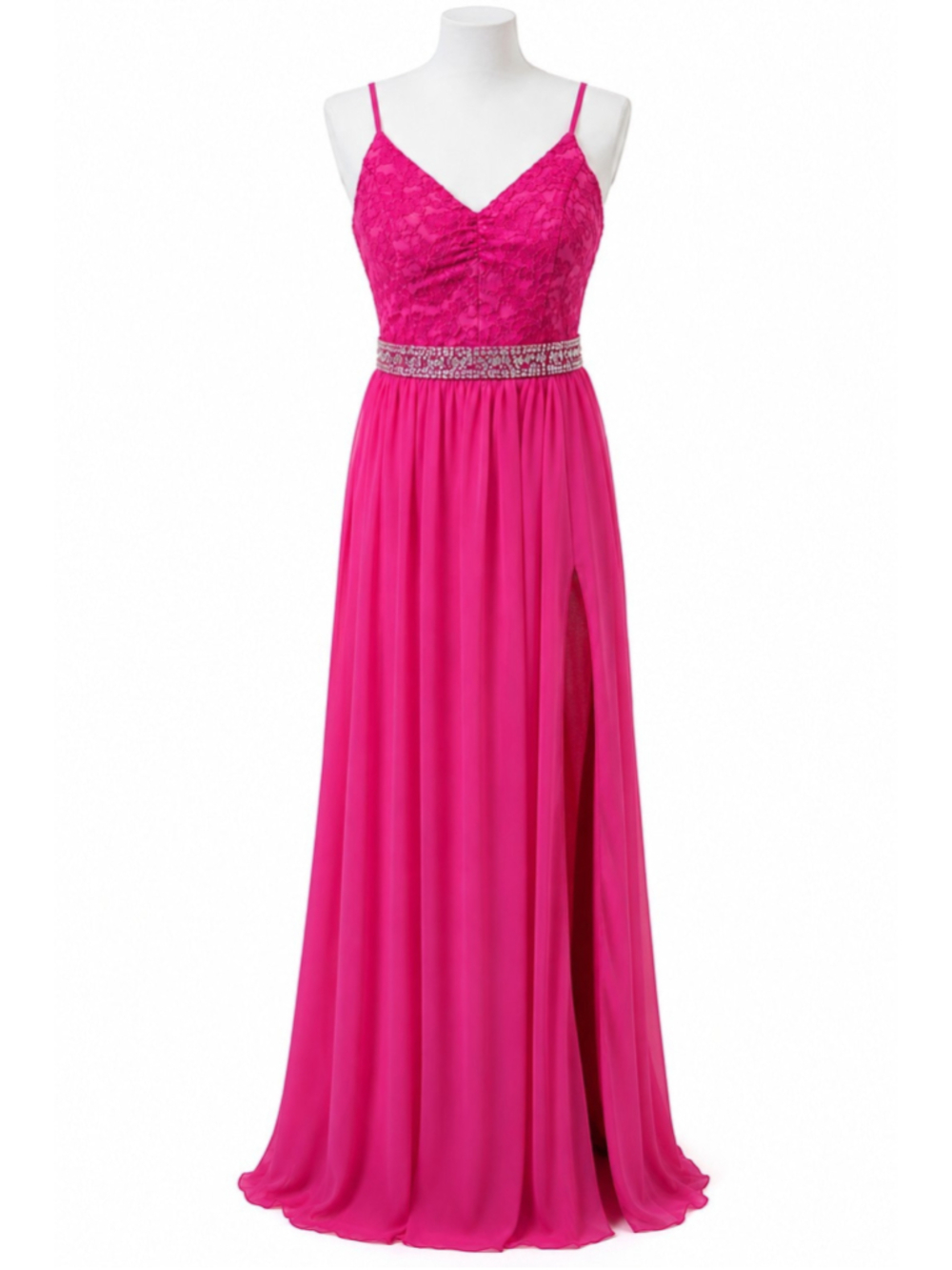 Dillard's Honey & Rosie Full Length Hot Pink Lace Formal Dress $109 NWT Size 9